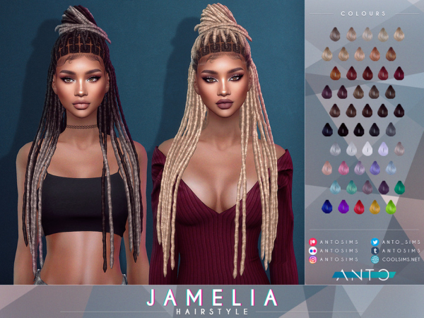 Alpha Jamelia Hairstyle by Anto - The Sims 4 Custom Content
