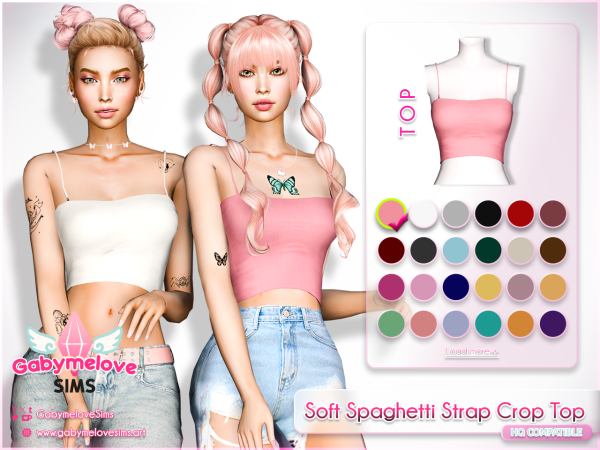 Mix Soft Spaghetti Strap Crop Top - The Sims 4 Custom Content