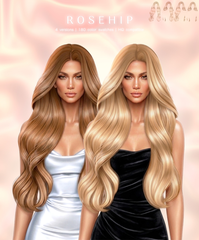 Alpha Rosehip Hairstyle by greenteahoney - The Sims 4 Custom Content