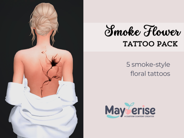 Mix Smoke Flower Tattoo Pack by Maycerise - The Sims 4 Custom Content