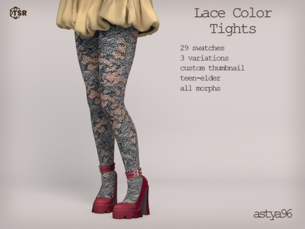 Alpha Lace Color Tights by astya96cc - The Sims 4 Custom Content