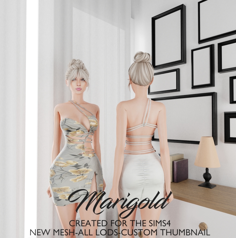 Alpha MARIGOLD TS4_SALSA DRESS by marigoldsims - The Sims 4 Custom Content