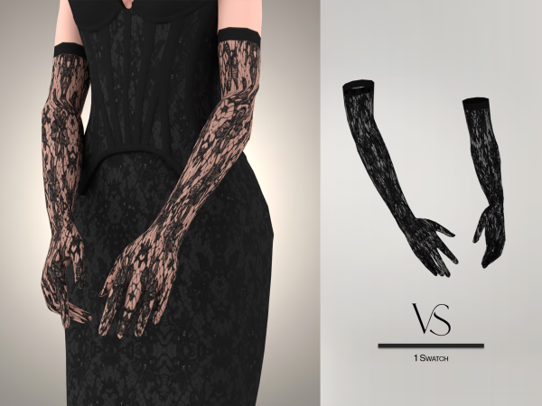 Sims 4 Alpha Female Gloves CC: Goth Wedding 1 - Gloves