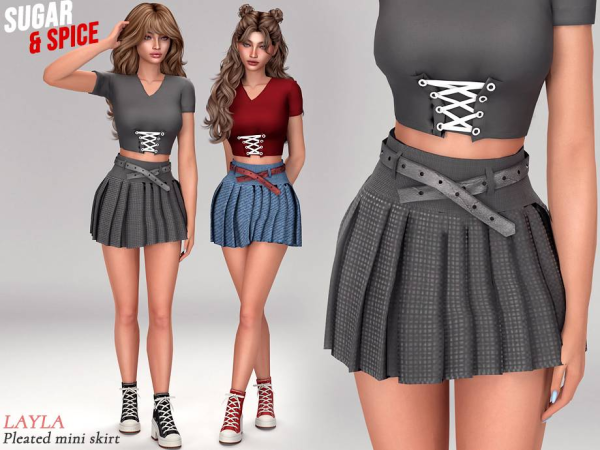 Alpha curseforge Pleated skirt with belt (sugar spice set) - The Sims 4 Custom Content