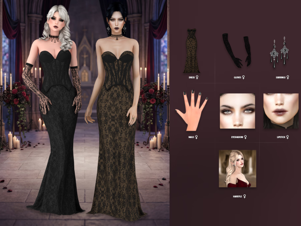 Alpha Goth Wedding Lookbook 1 - The Sims 4 Custom Content