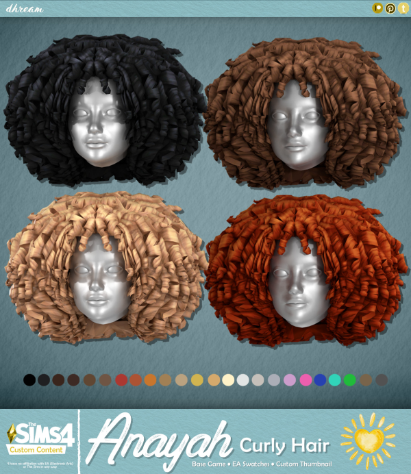 Maxis Match Anaya Curly Hair by simsfinds - The Sims 4 Custom Content