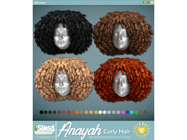 Maxis Match Anaya Curly Hair by dhream - The Sims 4 Custom Content