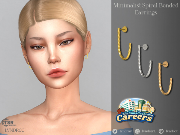 Alpha Minimalist Spiral Bended Earrings - The Sims 4 Custom Content