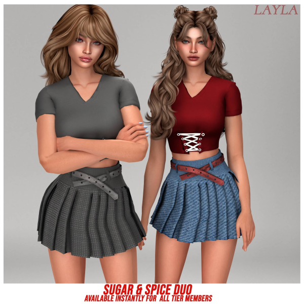 Alpha curseforge Cropped T Shirt (sugar spice set) by layla - The Sims 4 Custom Content