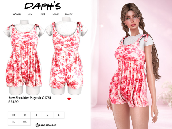 Alpha Daph's Bow Shoulder Playsuit - The Sims 4 Custom Content