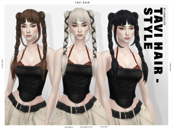 Maxis Match Tavi Bubble Ponytails Hairstyle by Leah_Lillith - The Sims 4 Custom Content