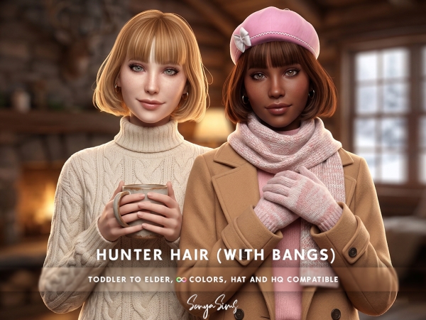 Alpha Hunter Hair (With Bangs) - The Sims 4 Custom Content