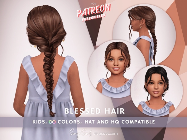 Alpha Blessed Hair Kids - The Sims 4 Custom Content