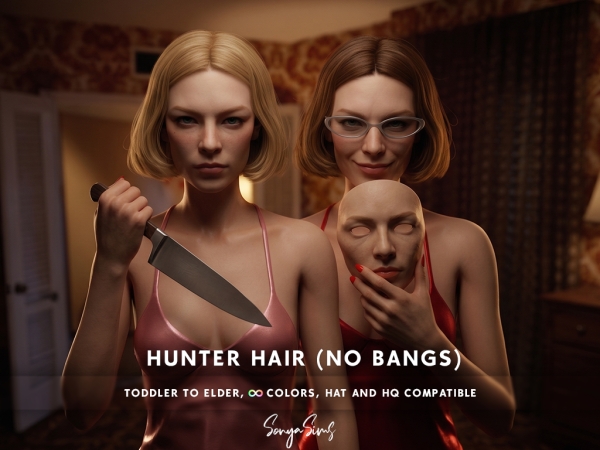 Alpha Hunter Hair (No Bangs) - The Sims 4 Custom Content