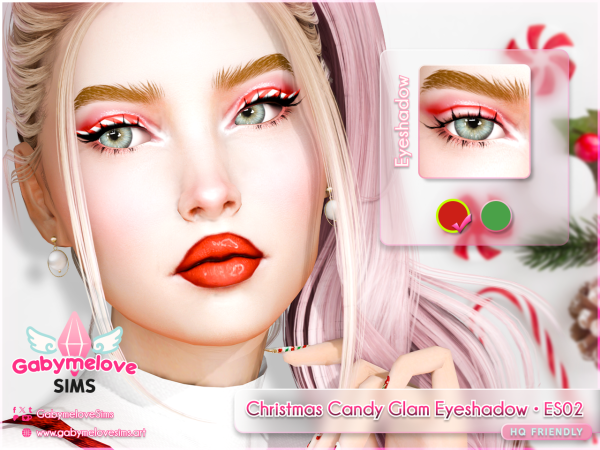 Mix Christmas Candy Glam Eyeshadow ES02 by gabymelovesims - The Sims 4 Custom Content