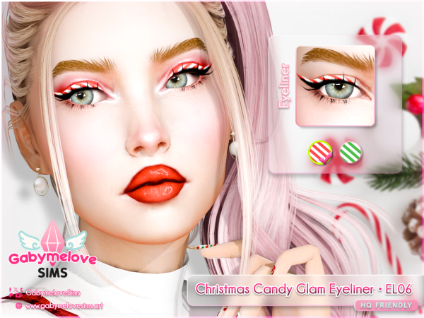 Maxis Match Christmas Candy Glam Eyeliner EL06 - The Sims 4 Custom Content