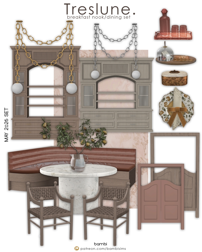 Alpha treslune ( breakfast nookdining set ) by bambisims - The Sims 4 Custom Content