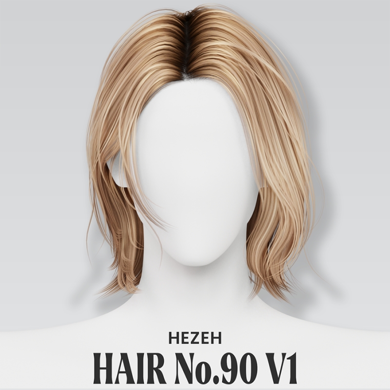 Alpha [Hezeh]Hair No90 V1 by hezeh - The Sims 4 Custom Content