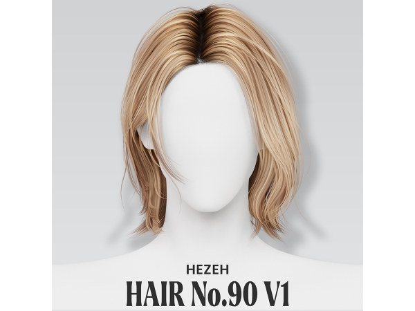 Alpha [Hezeh]Hair No90 V1 - The Sims 4 Custom Content