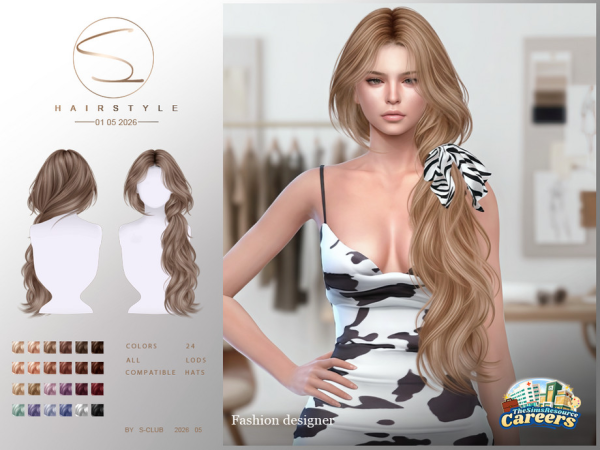Alpha S CLUB WAVY HAIRSTYLE Careers Collection Club by S - The Sims 4 Custom Content