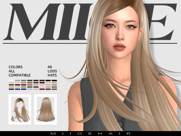 Maxis Match MIIOE Long hair by MIIOE - The Sims 4 Custom Content