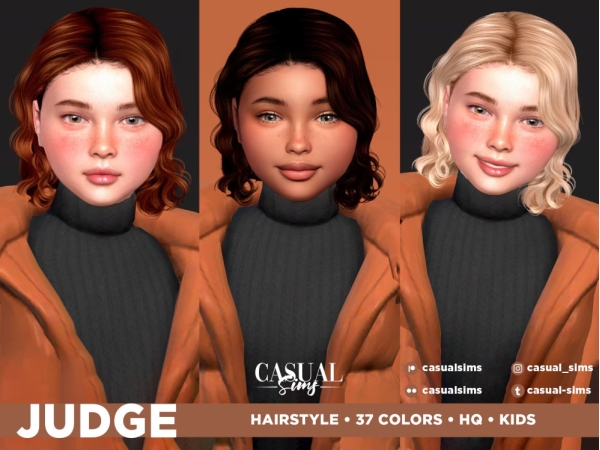 Alpha Judge Hairstyle (Ear showing) Children - The Sims 4 Custom Content
