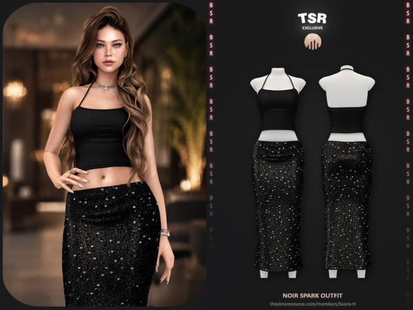 Alpha SET Noir Spark Outfit tr by busra - The Sims 4 Custom Content