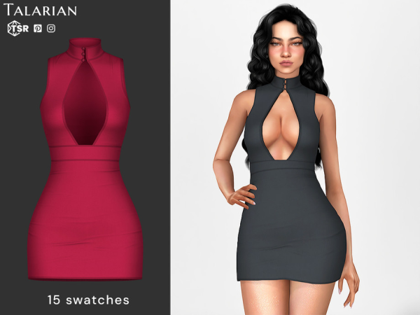 Alpha Galilea Cutout Turtleneck Mini Dress by talarian - The Sims 4 Custom Content