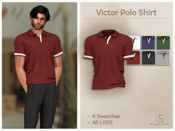 Alpha Victor Polo Shirt by Simsessentials - The Sims 4 Custom Content