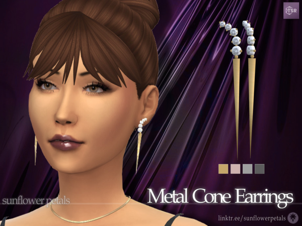 Mix Metal Cone Earrings - The Sims 4 Custom Content