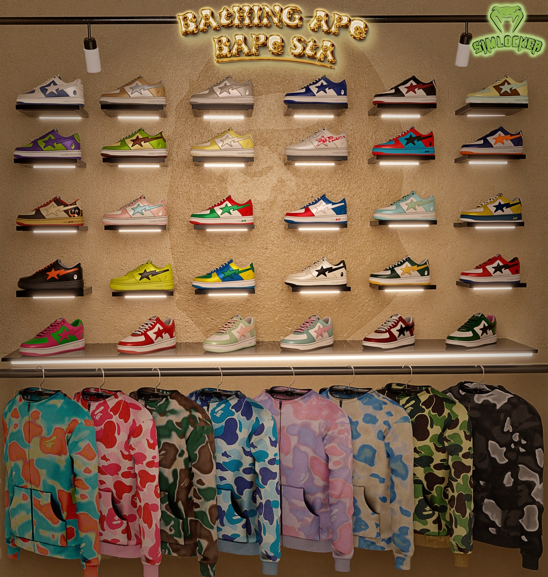 Alpha BAPE STA Vault Collection by simsfinds - The Sims 4 Custom Content
