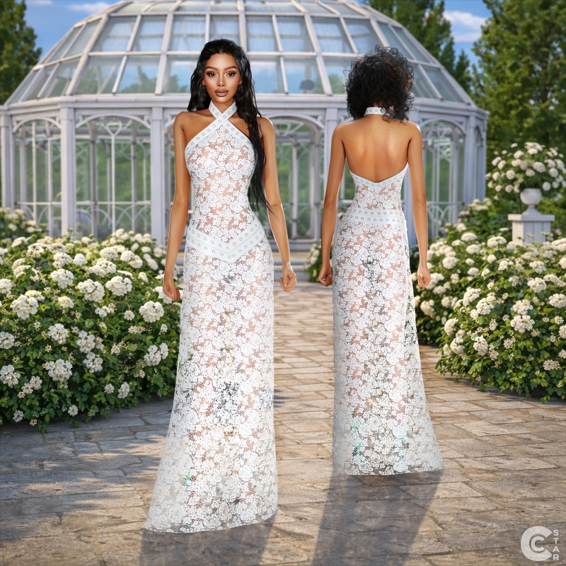 Alpha Lace Sheer Halter Strap Gown cool_content_star by cool_content_star - The Sims 4 Custom Content