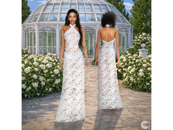Alpha Lace Sheer Halter Strap Gown cool_content_star - The Sims 4 Custom Content