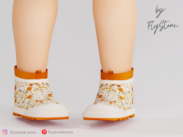Maxis Match Toddler Boots With Autumn Print by FlyStone - The Sims 4 Custom Content