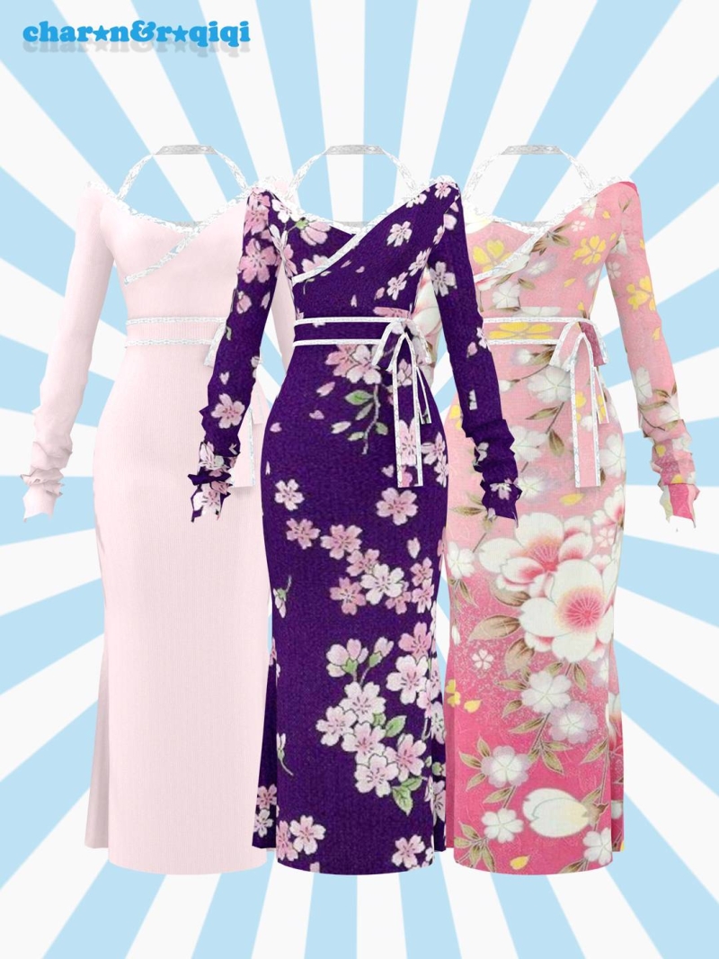 Mix [charonroqiqi]05_dress by roqiqi - The Sims 4 Custom Content