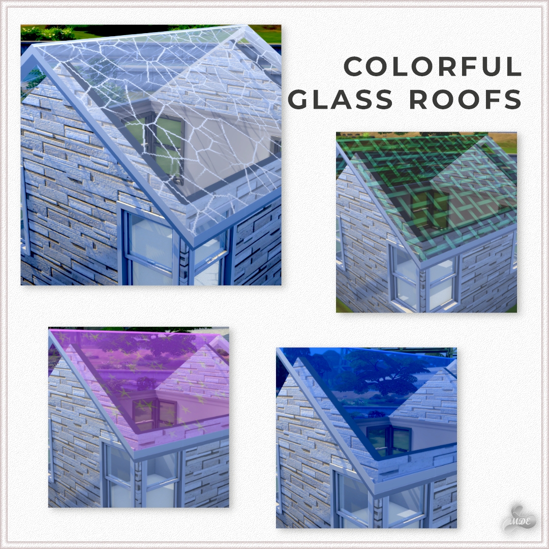Maxis Match Colorful Glass Roofs by mde - The Sims 4 Custom Content