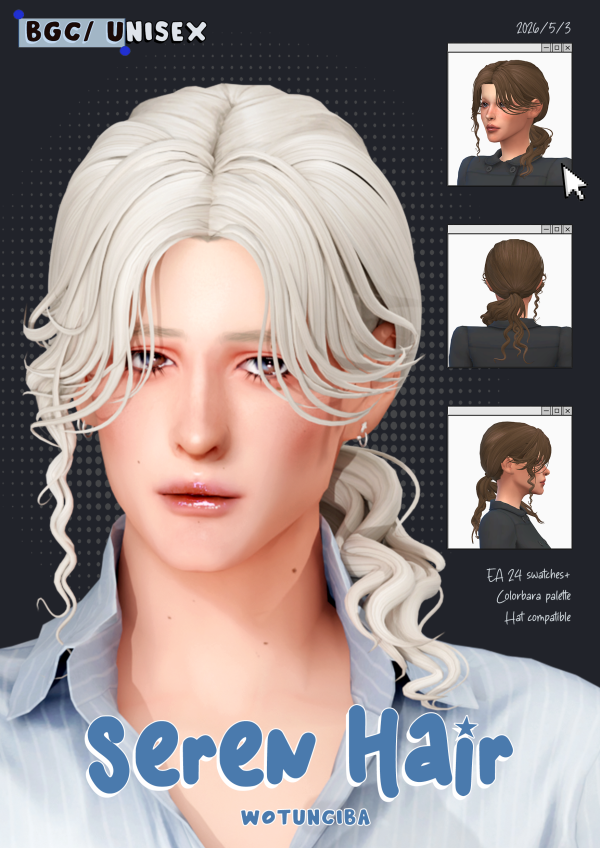 Maxis Match Seren Hair by simsfinds - The Sims 4 Custom Content
