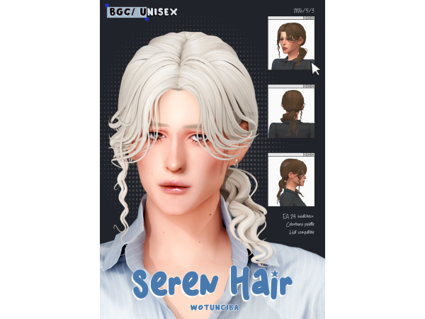 Maxis Match Seren Hair by wotunciba - The Sims 4 Custom Content