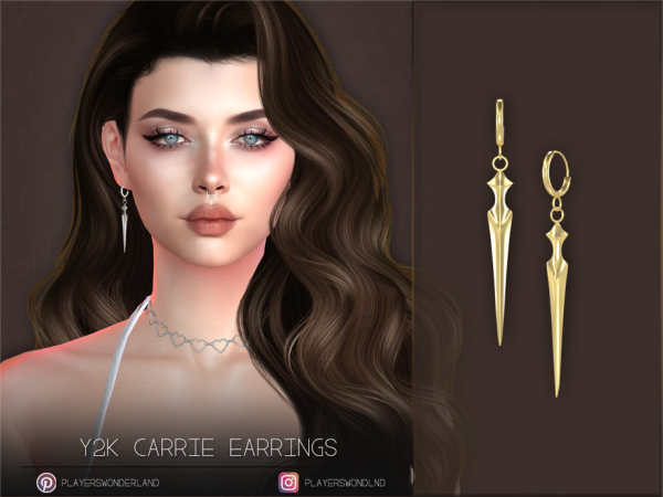 Alpha Y2k Carrie Earrings by PlayersWonderland - The Sims 4 Custom Content