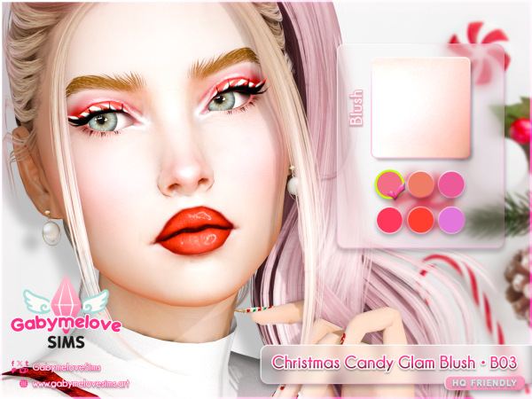Mix Christmas Candy Glam Blush B03 by gabymelovesims - The Sims 4 Custom Content