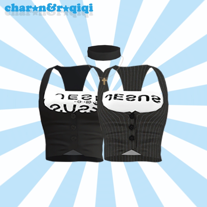 Mix [charonroqiqi]halter vest by roqiqi - The Sims 4 Custom Content