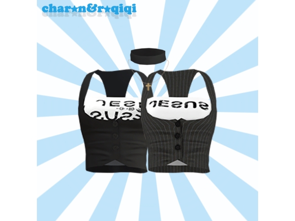 Mix [charonroqiqi]halter vest - The Sims 4 Custom Content