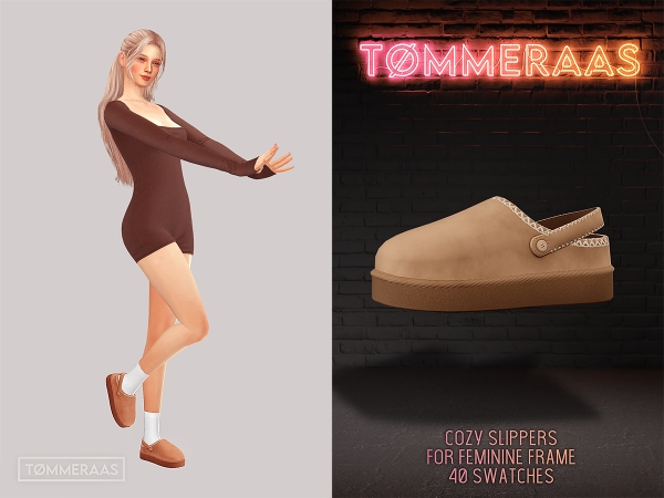 Alpha TØMMERAAS Cozy Slippers for Teen to Elder (Feminine Frame) - The Sims 4 Custom Content