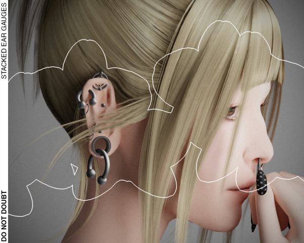 Mix Stacked Ear Gauges by simsfinds - The Sims 4 Custom Content