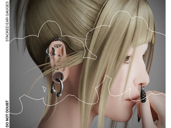 Mix Stacked Ear Gauges by donotdoubt - The Sims 4 Custom Content