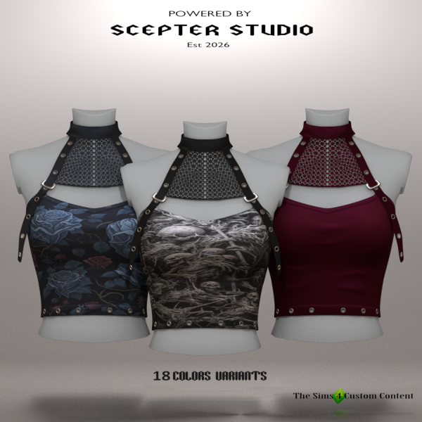 Alpha Avelina Halter Top by scepterstudio - The Sims 4 Custom Content