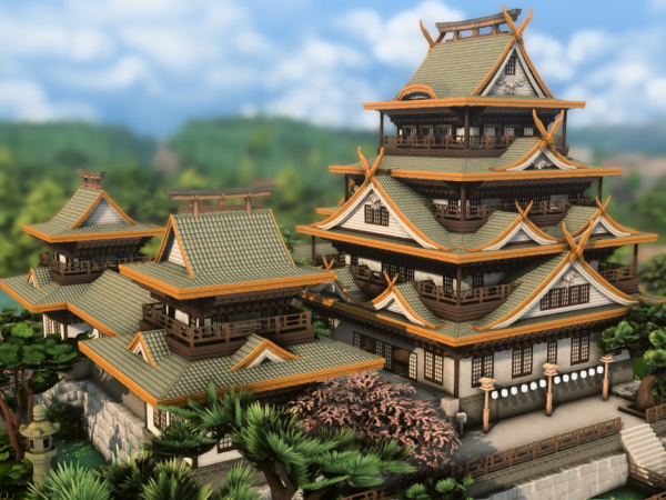 Sims 4 Maxis Match Castles CC: Japanese Castle by plumbobkingdom