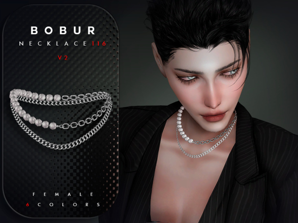 Alpha Pearl Chain Necklace V2 - The Sims 4 Custom Content