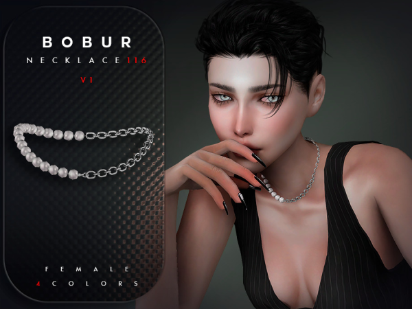 Alpha Pearl Chain Necklace V1 - The Sims 4 Custom Content