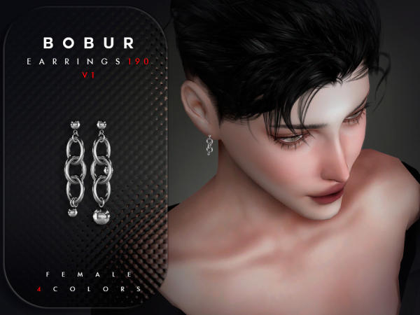 Alpha Chain Drop Earrings V1 - The Sims 4 Custom Content